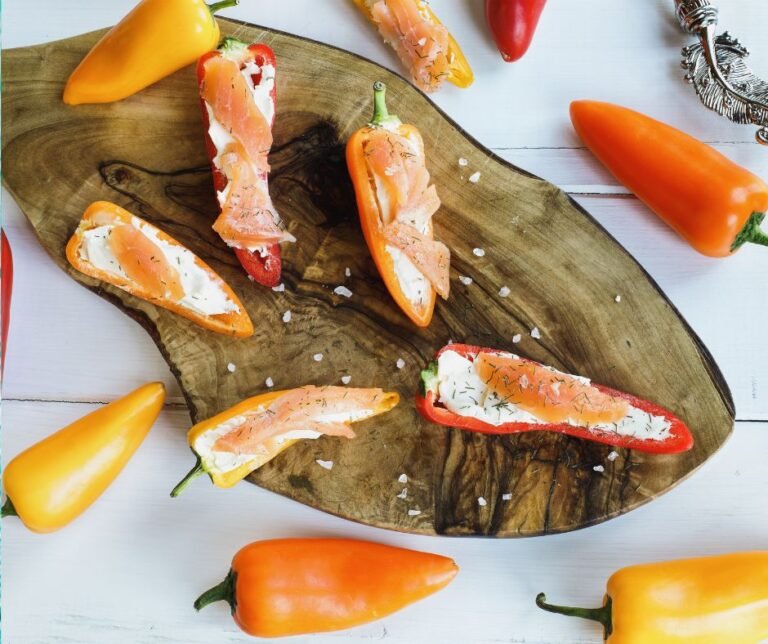 Keto Salmon and Cream Cheese Stuffed Mini Sweet Peppers with Dill