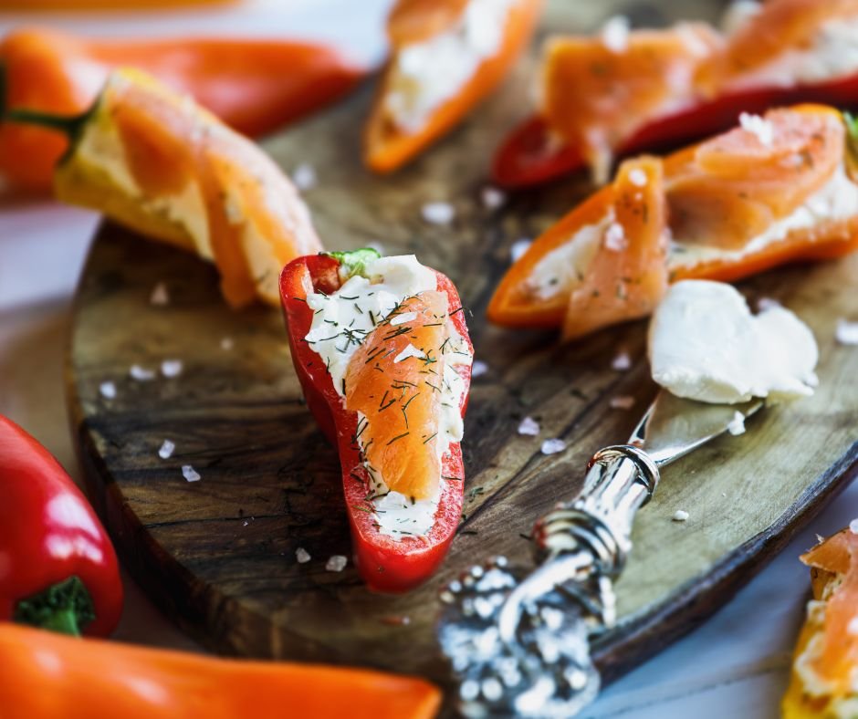 Keto Salmon and Cream Cheese Stuffed Mini Sweet Peppers with Dill