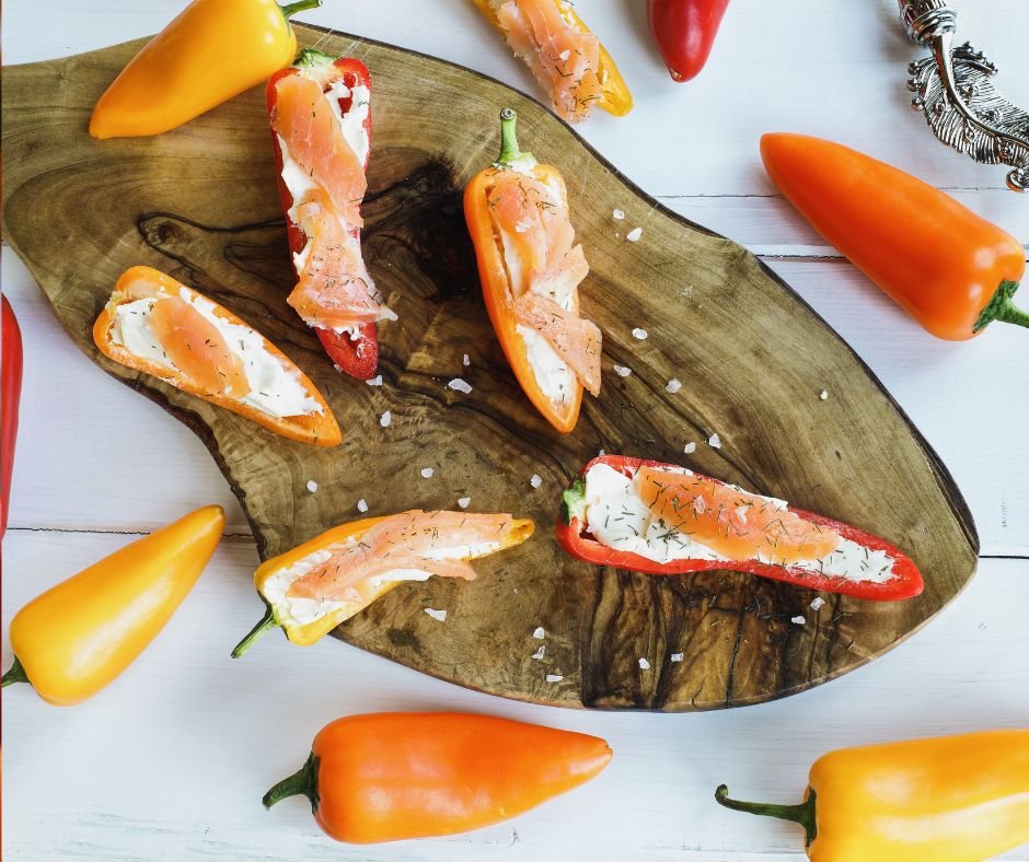 Keto Salmon and Cream Cheese Stuffed Mini Sweet Peppers with Dill