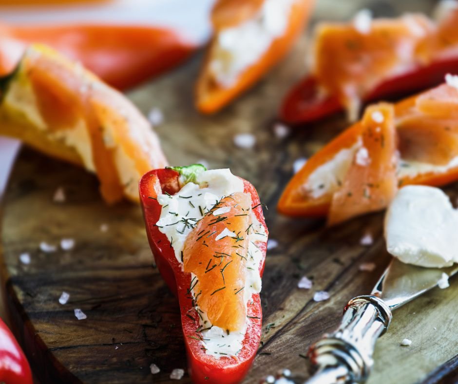 Keto Salmon and Cream Cheese Stuffed Mini Sweet Peppers with Dill