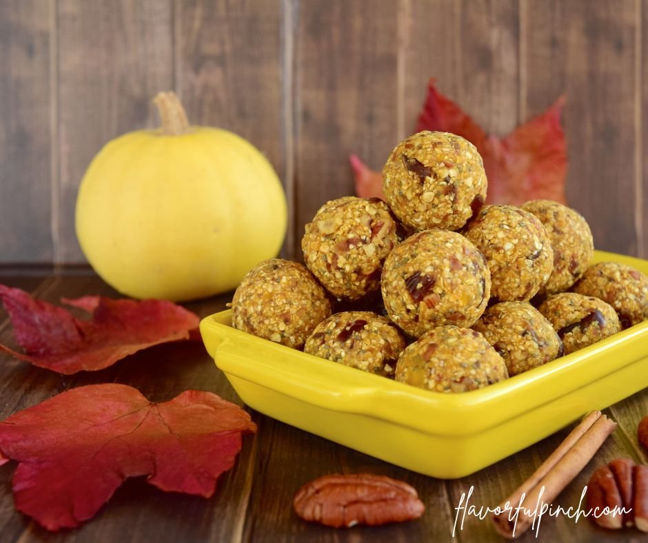 Pumpkin Pecan Date Oat Breakfast Energy Balls