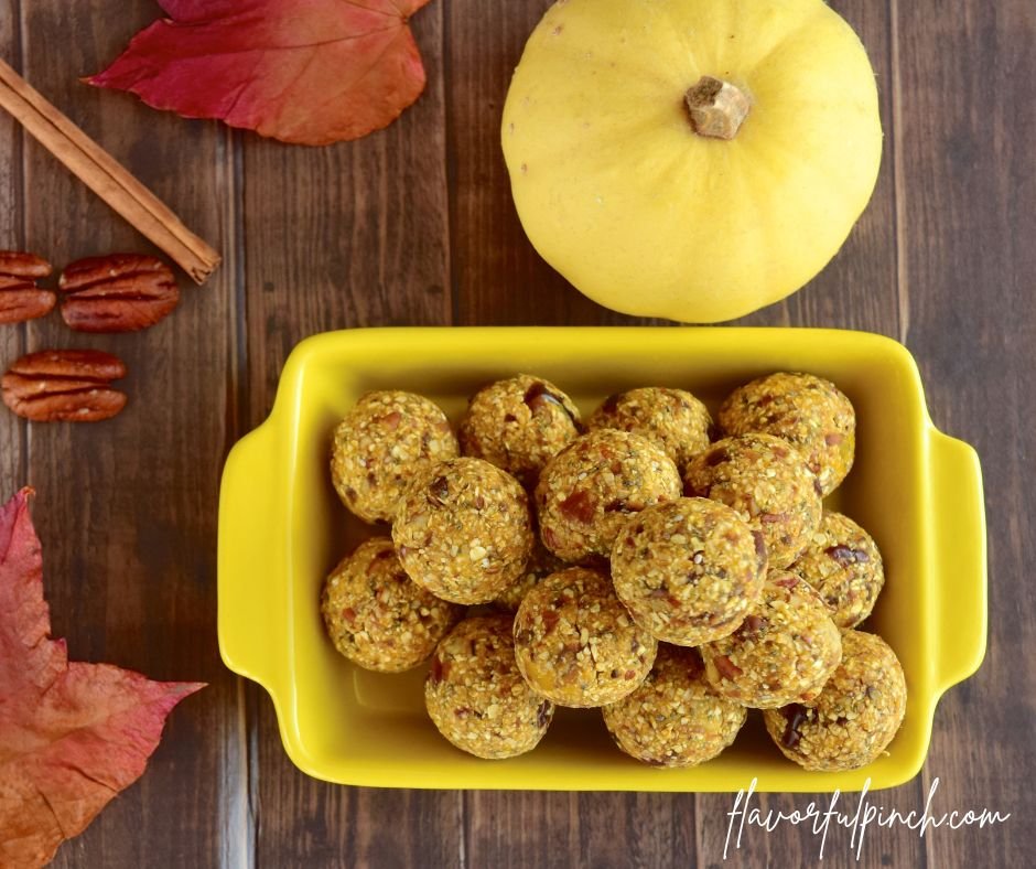 Pumpkin Pecan Date Oat Breakfast Energy Balls