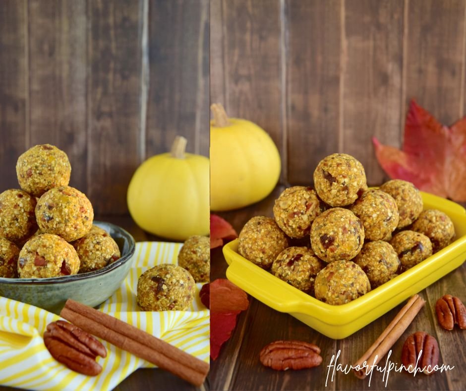 Pumpkin Pecan Date Oat Breakfast Energy Balls