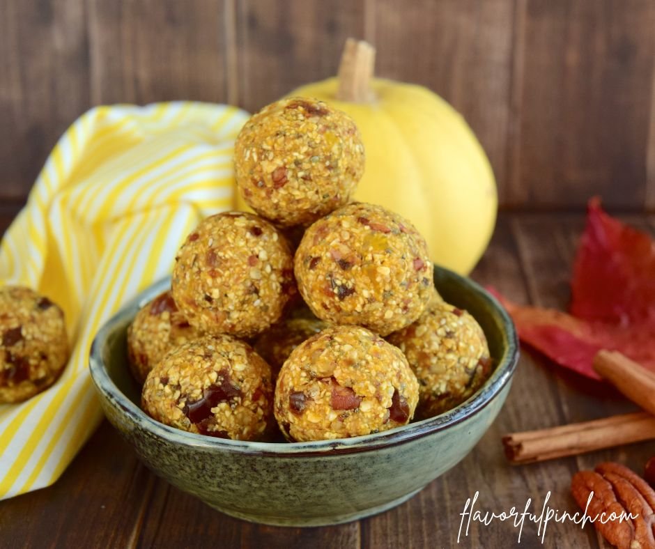 Pumpkin Pecan Date Oat Breakfast Energy Balls