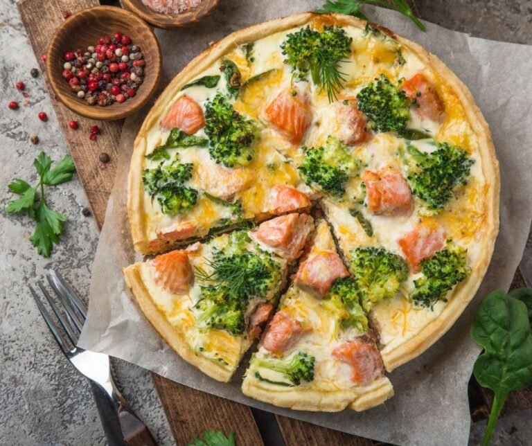 Smoked Salmon, Broccoli and Spinach Quiche Tart