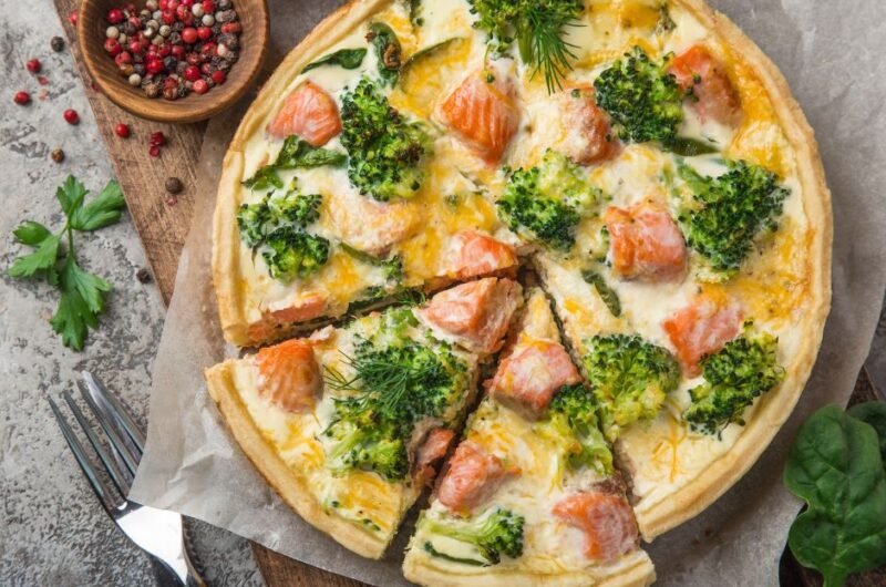 Smoked Salmon, Broccoli and Spinach Quiche Tart