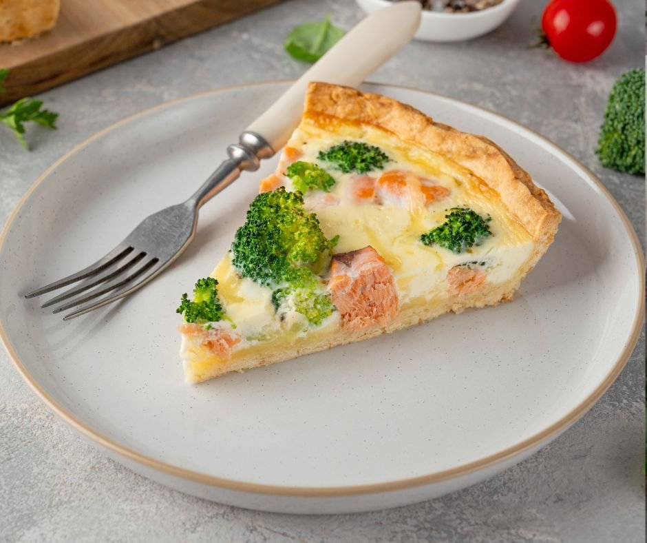 Smoked Salmon, Broccoli and Spinach Quiche Tart
