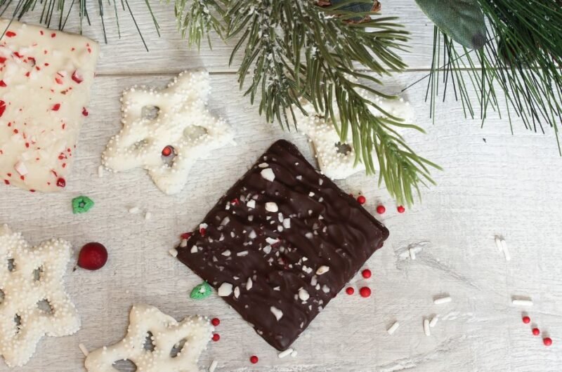 Snowflake Pretzels and No Bake Candy Cane Frosted Pretzels