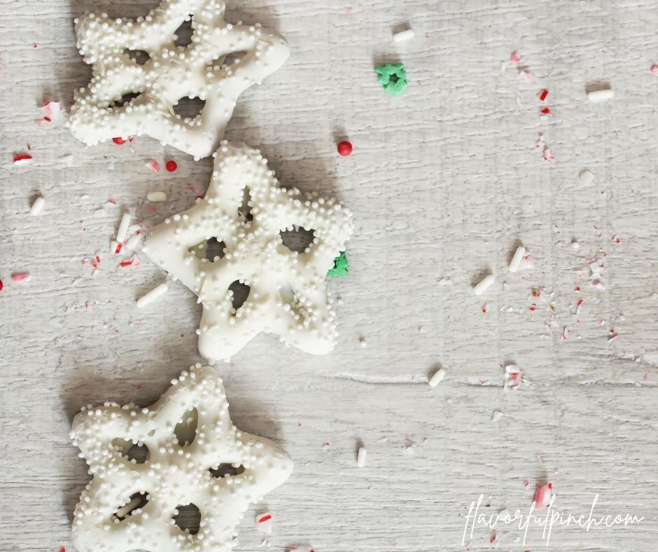 Snowflake Pretzels and No Bake Candy Cane Frosted Pretzels