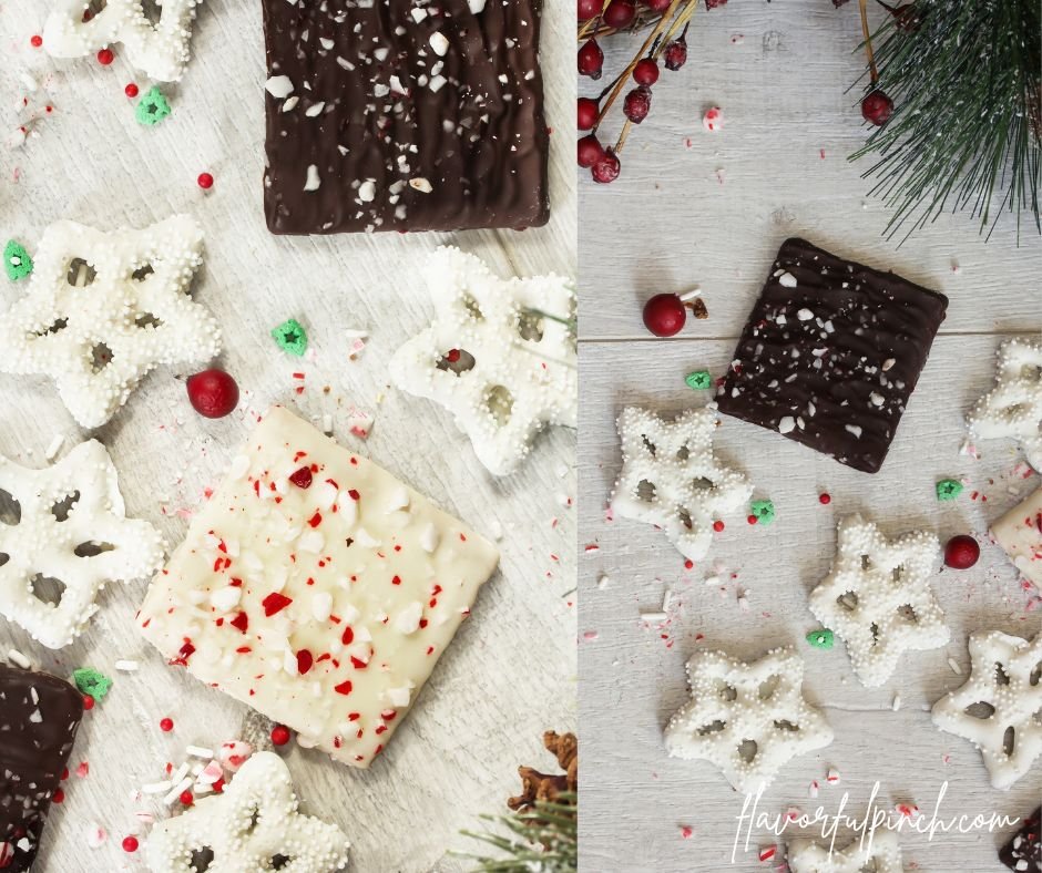 Snowflake Pretzels and No Bake Candy Cane Frosted Pretzels