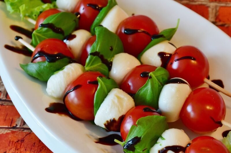 Tomato Mozzarella Basil Skewers