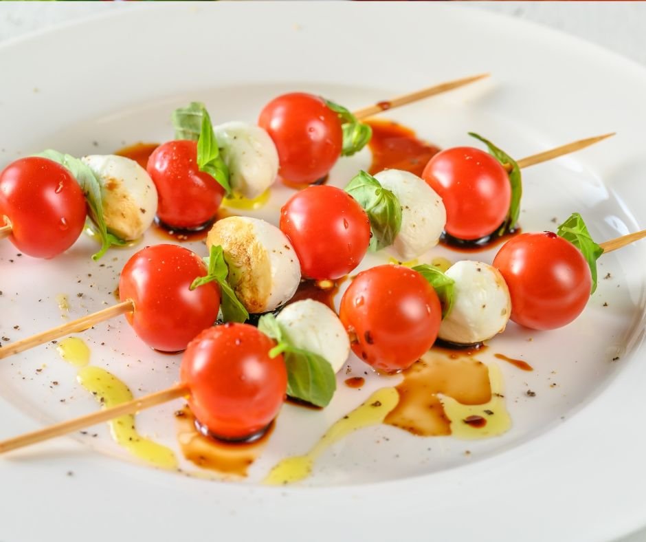Tomato Mozzarella Basil Skewers