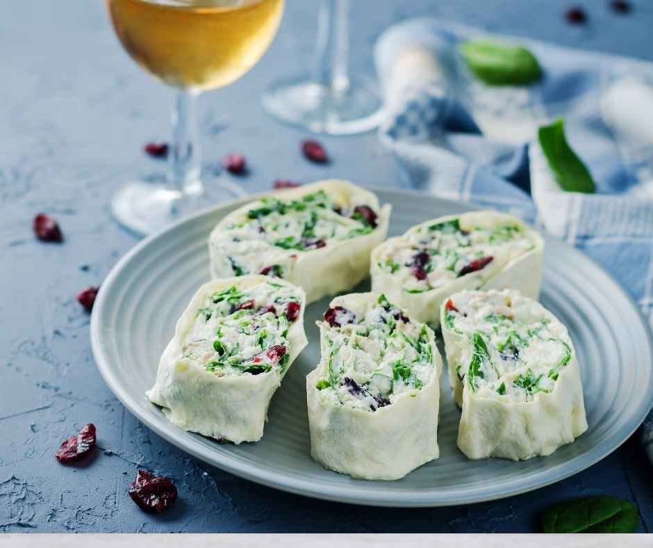 Turkey Spinach Ricotta and Dried Cranberry Roll Ups (Pinwheels)