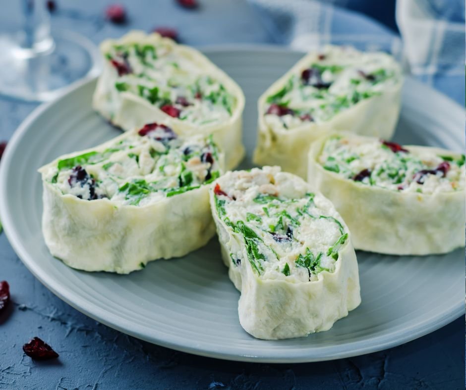 Turkey Spinach Ricotta and Dried Cranberry Roll Ups (Pinwheels)