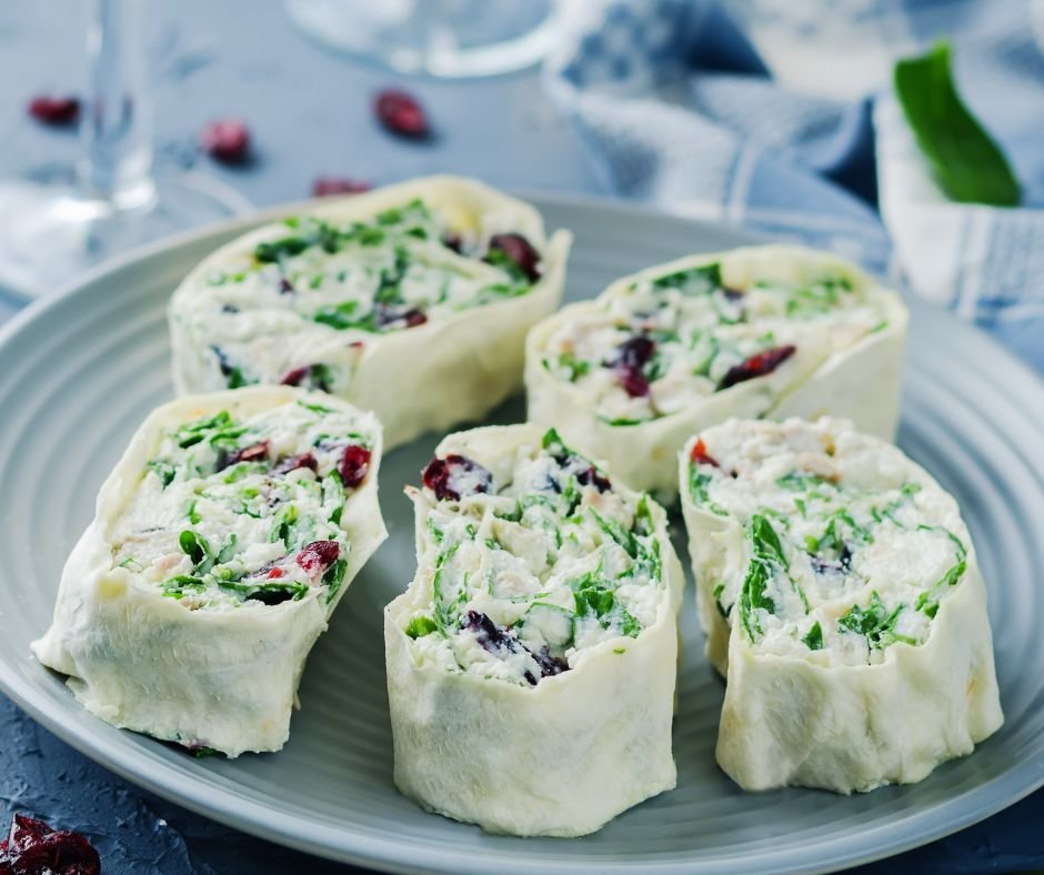 Turkey Spinach Ricotta and Dried Cranberry Roll Ups (Pinwheels)